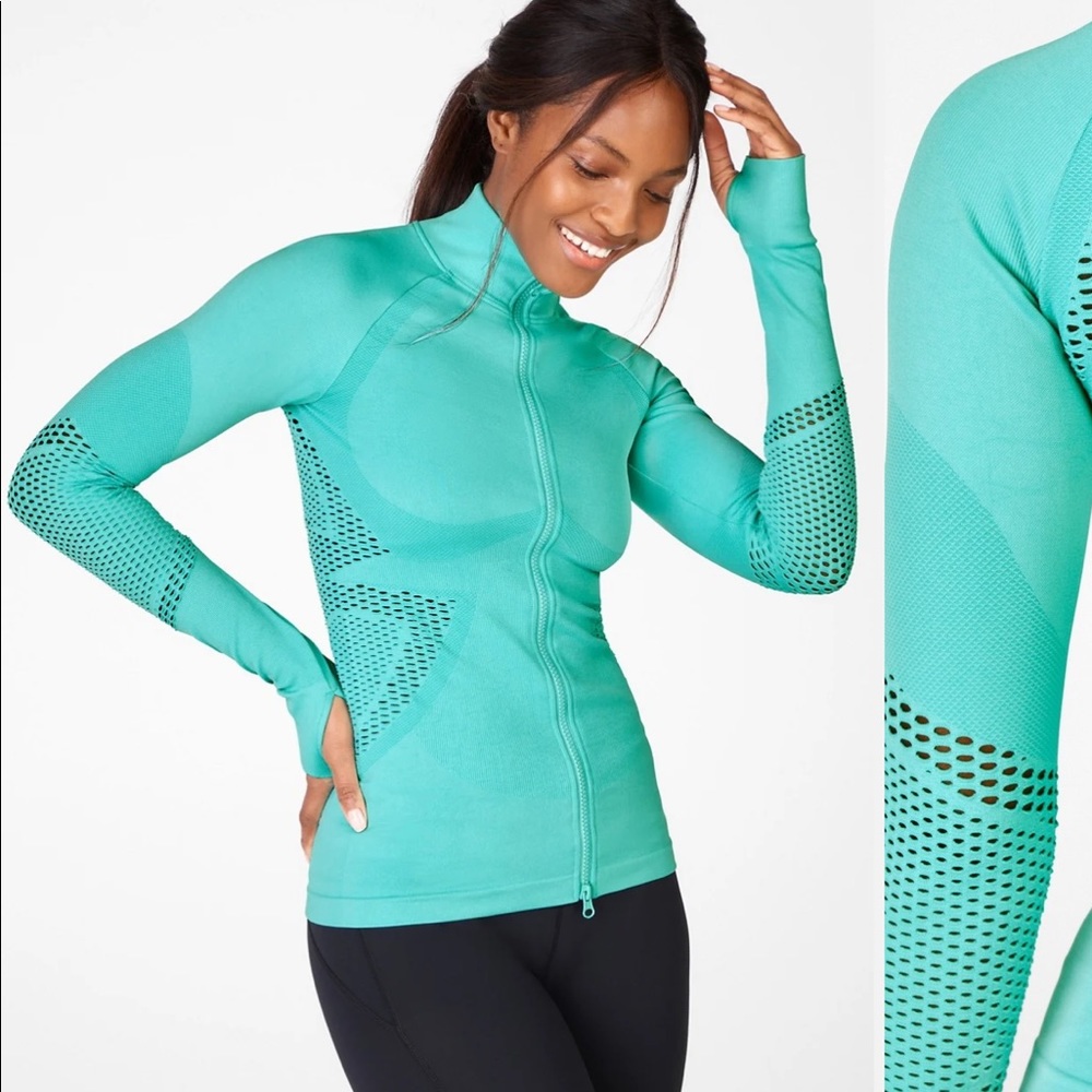 NWT Mia Mock Neck Seamless Jacket lunar blue